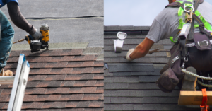 Installing roof shingles
